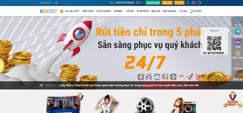 Liên hệ Hỗ trợ Kubet qua Telegram hoặc Viber